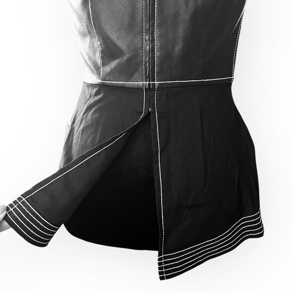 BCBGMAXAZRIA Women's Luella Black Faux Leather Peplum Top Size XXS - NWT - Picture 11 of 16